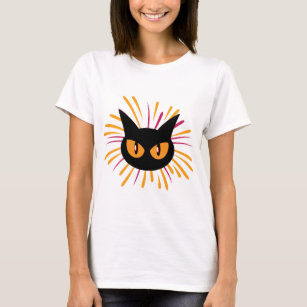 Black cat simple fireworks T-Shirt