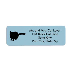 Black Cat Sitting Green Eyes Address Labels
