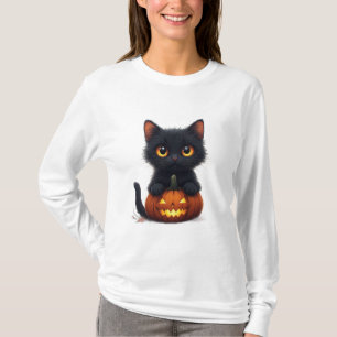 Black Cat Sitting Inside a Pumpkin T-Shirt