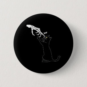 Black Cat Skeleton Hand Boop Cat Nose Funny 6 Cm Round Badge