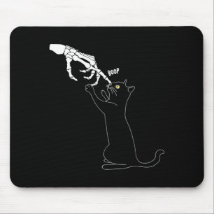 Black Cat Skeleton Hand Boop Cat Nose Funny Mouse Mat