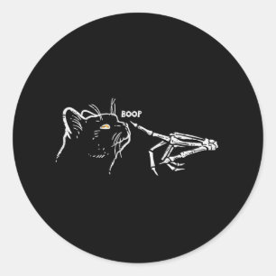 Black Cat Skeleton Hand Boop Halloween Pet Women G Classic Round Sticker