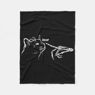 Black Cat Skeleton Hand Boop Halloween Pet Women G Fleece Blanket