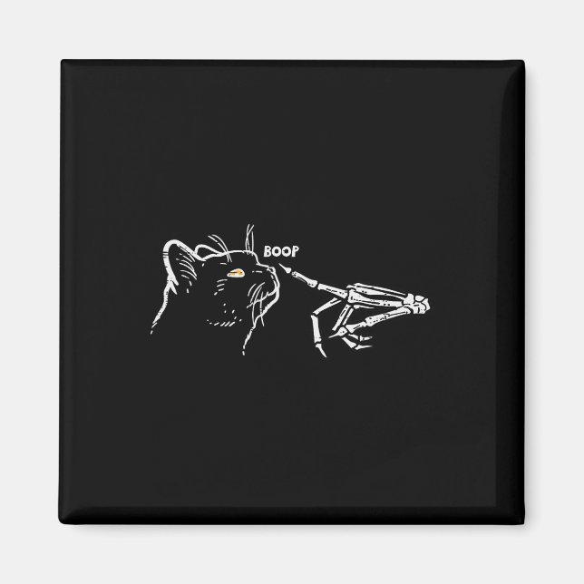 Black Cat Skeleton Hand Boop Halloween Pet Women G Magnet (Front)