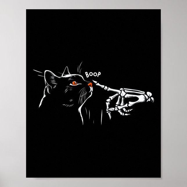 Black Cat Skeleton Hand Boop Halloween Pet Women G Poster (Front)