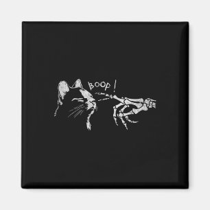 Black Cat Skeleton Hand Boop On A Cat's Nose Funny Magnet