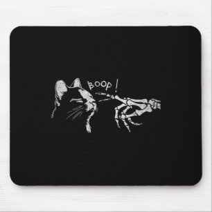 Black Cat Skeleton Hand Boop On A Cat's Nose Funny Mouse Mat