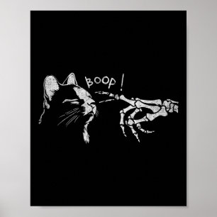 Black Cat Skeleton Hand Boop On A Cat's Nose Funny Poster