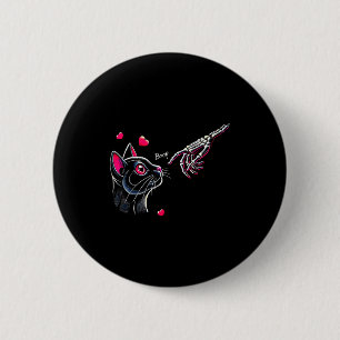 Black Cat Skeleton Hand Boop Valentine's Day Pet O 6 Cm Round Badge