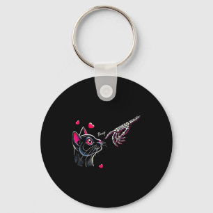 Black Cat Skeleton Hand Boop Valentine's Day Pet O Key Ring