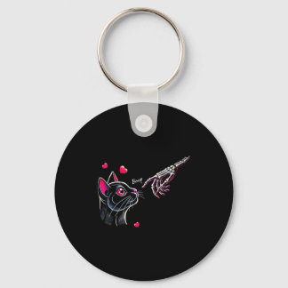 Black Cat Skeleton Hand Boop Valentine's Day Pet O Key Ring