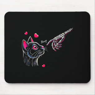 Black Cat Skeleton Hand Boop Valentine's Day Pet O Mouse Mat