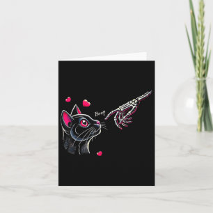 Black Cat Skeleton Hand Boop Valentines Day Pet Ow Card