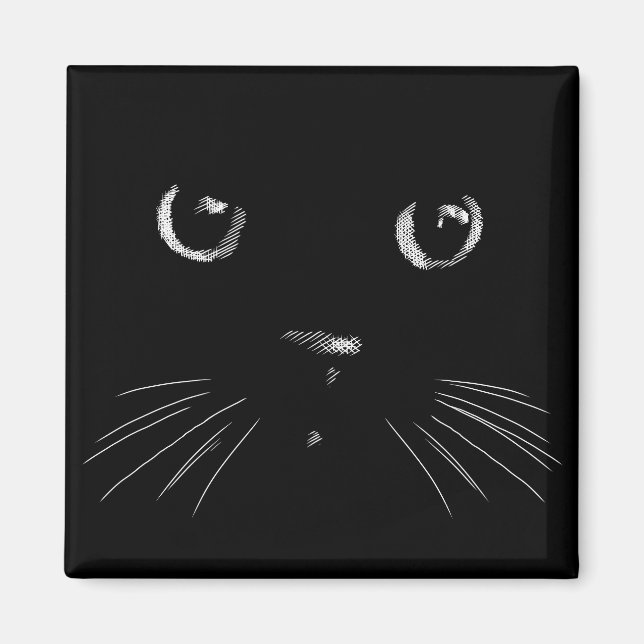 Black cat sketch magnet (Front)