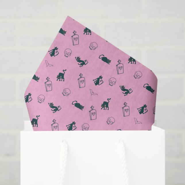 Black Cat & Skull Halloween Tissue paper  (Gift Bag)