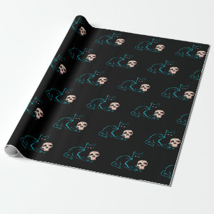 Black Cat & Skull Halloween Wrapping Paper