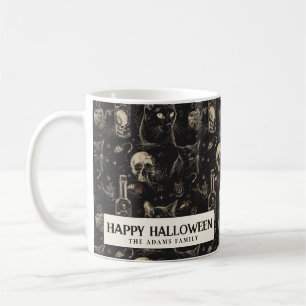 Black Cat Skulls and Poison Halloween Coffee Mug