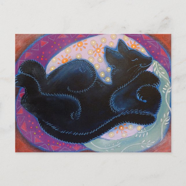 Black Cat. Sleeping. Postcard (Front)