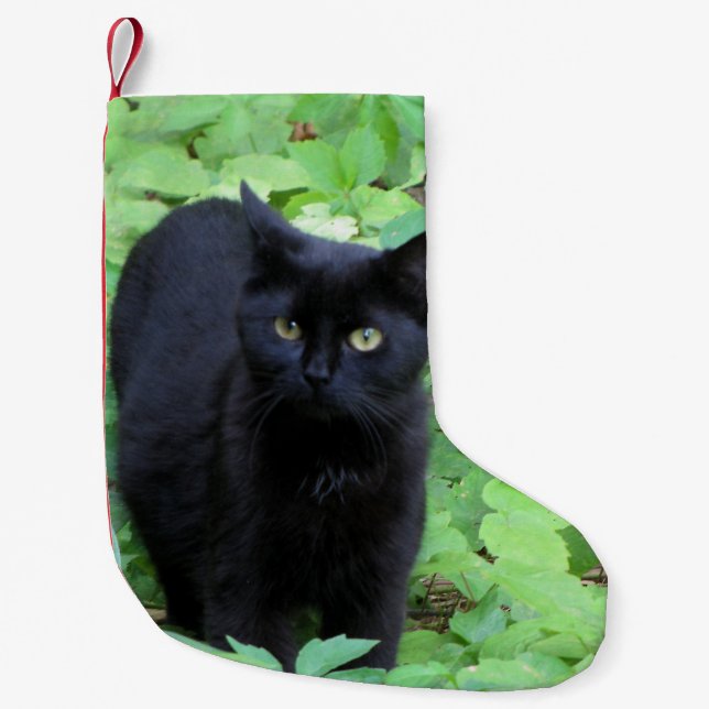 Black Cat Small Christmas Stocking (Front)