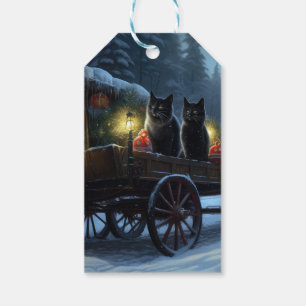Black Cat Snowy Sleigh Ride Christmas Decor   Gift Tags