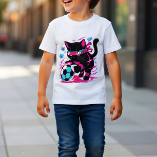 Black Cat Soccer Jersey" Cyberpunk Anime Cat Lover Tri-Blend Shirt