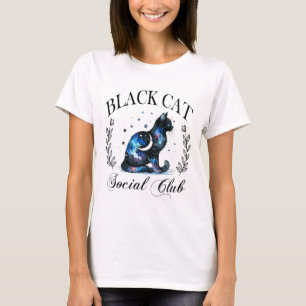 Black Cat Social Club Celestial Cat Halloween Goth T-Shirt