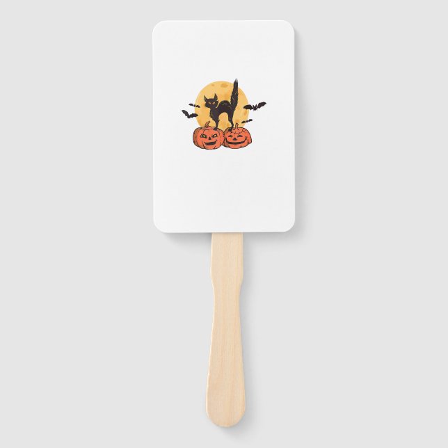 Black Cat Social Club, Ghots Cat, Retro Halloween, Hand Fan (Front)