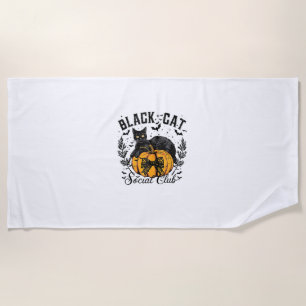 Black Cat Social Club, Halloween, Coquette, Gothic Beach Towel