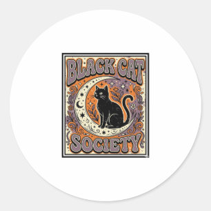 Black Cat Society Cat Black Cat Vintage Vector Art Classic Round Sticker