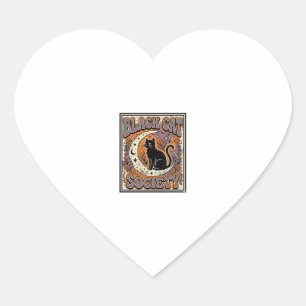 Black Cat Society Cat Black Cat Vintage Vector Art Heart Sticker