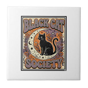Black Cat Society Cat Black Cat Vintage Vector Art Tile
