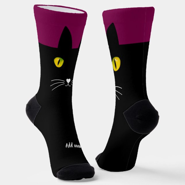 Black Cat Socks Gift for Cat Lovers (Angled)
