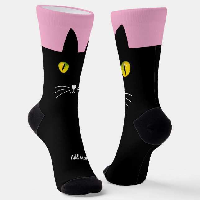 Black Cat Socks Gift for Cat Lovers (Angled)