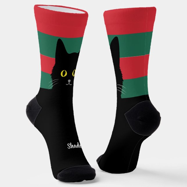 Black Cat Socks Gift for Cat Lovers - Many Colours (Angled)