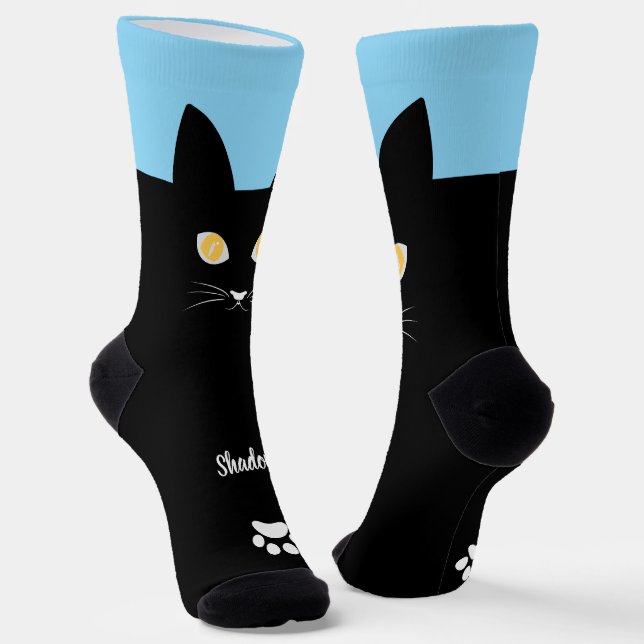 Black Cat Socks Gift for Cat Mum & Cat Dad Lovers (Angled)