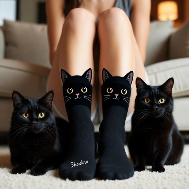 Black Cat Socks Gift for Cat Mum & Cat Dad Lovers (Cute Black Cat Socks Gift Gor Cat Mom , Cat Dad And Cat Lovers, Cute Black Cat Tuxedo Socks Gift)