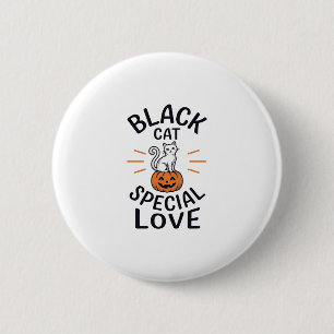 Black Cat Special Love Halloween Cat Vector Design 6 Cm Round Badge