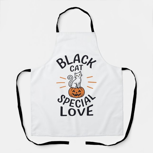 Black Cat Special Love Halloween Cat Vector Design Apron (Front)