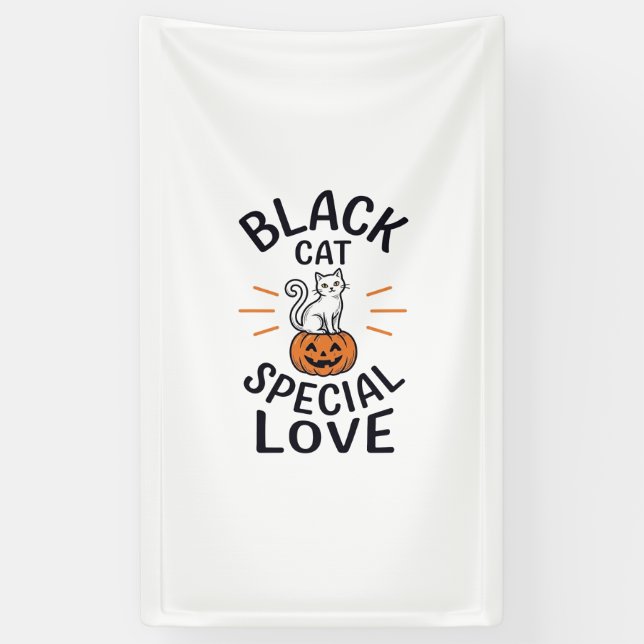 Black Cat Special Love Halloween Cat Vector Design Banner (Vertical)