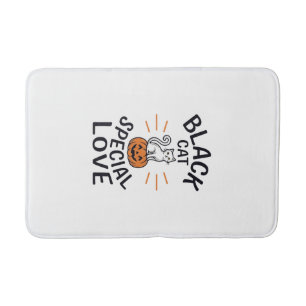 Black Cat Special Love Halloween Cat Vector Design Bath Mat