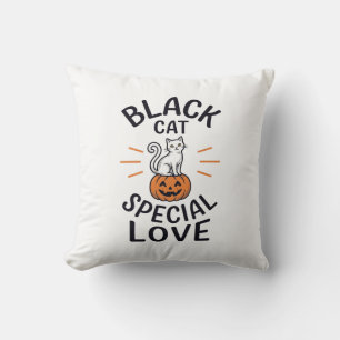 Black Cat Special Love Halloween Cat Vector Design Cushion