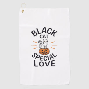 Black Cat Special Love Halloween Cat Vector Design Golf Towel