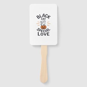 Black Cat Special Love Halloween Cat Vector Design Hand Fan