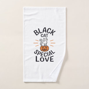 Black Cat Special Love Halloween Cat Vector Design Hand Towel