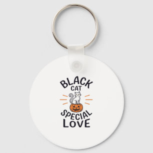 Black Cat Special Love Halloween Cat Vector Design Key Ring