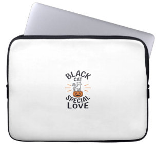 Black Cat Special Love Halloween Cat Vector Design Laptop Sleeve