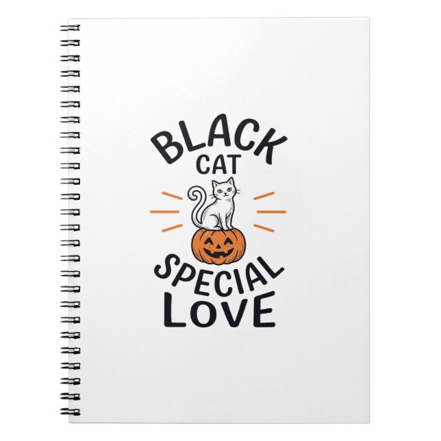 Black Cat Special Love Halloween Cat Vector Design Notebook (Front)