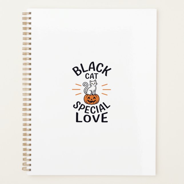 Black Cat Special Love Halloween Cat Vector Design Planner (Front)