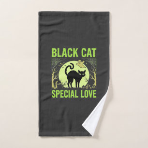 Black Cat Special Love Halloween Graphic Hand Towel