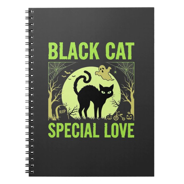 Black Cat Special Love Halloween Graphic Notebook (Front)